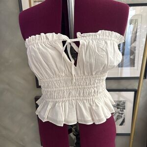 White Smocked Off-Shoulder Top